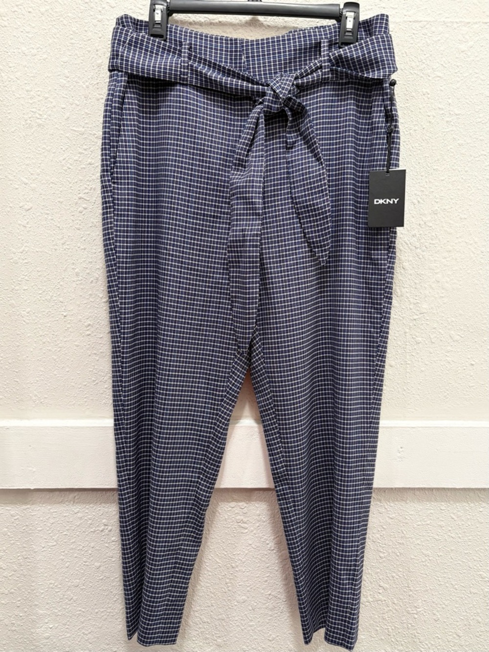 DKNY Blue Tie Waist Cropped Pants NWT 10